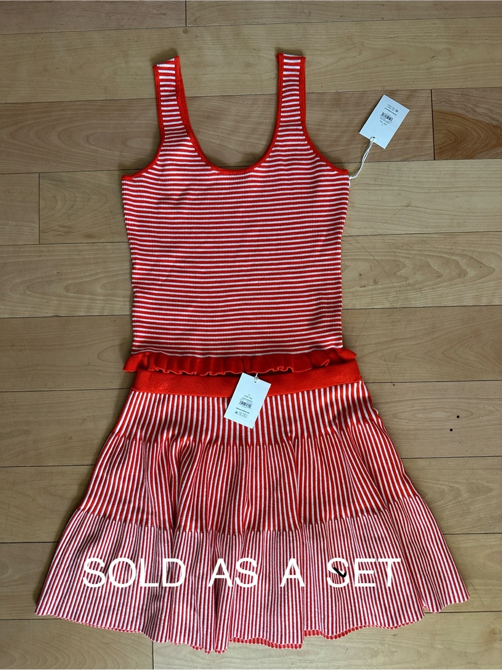 Orange & White Striped Tank and Skirt Set - Women's Two-Piece